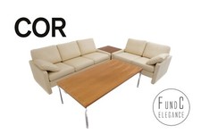 COR Conseta Garnitur Couch Sofa Dreisitzer Zweisitzer Couchtisch Leder beige