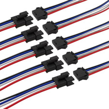 JST Connector Leads 150mm 22 AWG Male Female 2/3/4/5/6 Pin Wire Cable LED Strips