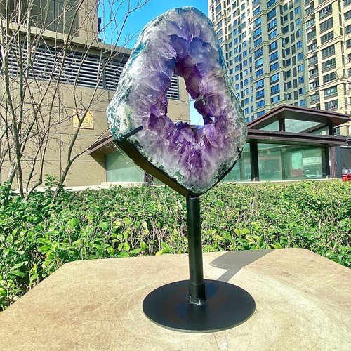 9.88LB Natural Amethyst Cave Crystal Slice Crescent shaped Hand Cut Repai - 第 7/16 張圖片