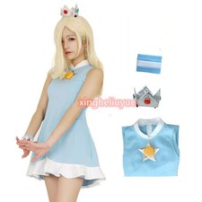 Mario Tennis Rosalina Cosplay Costume Dress with Crown