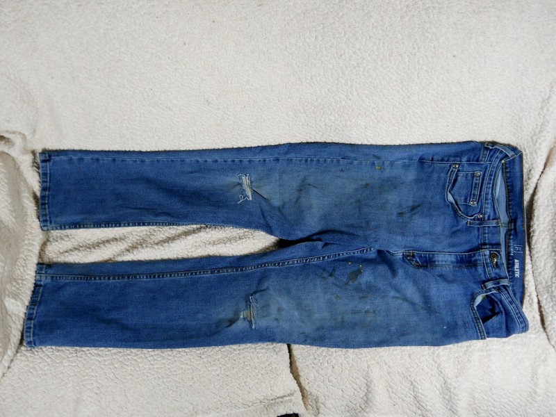 GEORGE ATHLETIC 33x30 DENIM BLUE JEANS 5 POCKET WORN PRE OWNED COND. ZIPPER FLY