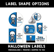 Skeleton Personalized Halloween Stickers  Kids Halloween Favor Stickers