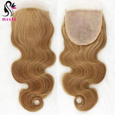 5"x5" Blonde Silk Top Lace Closure Human Hair Silk Base Closure Body Wave 27