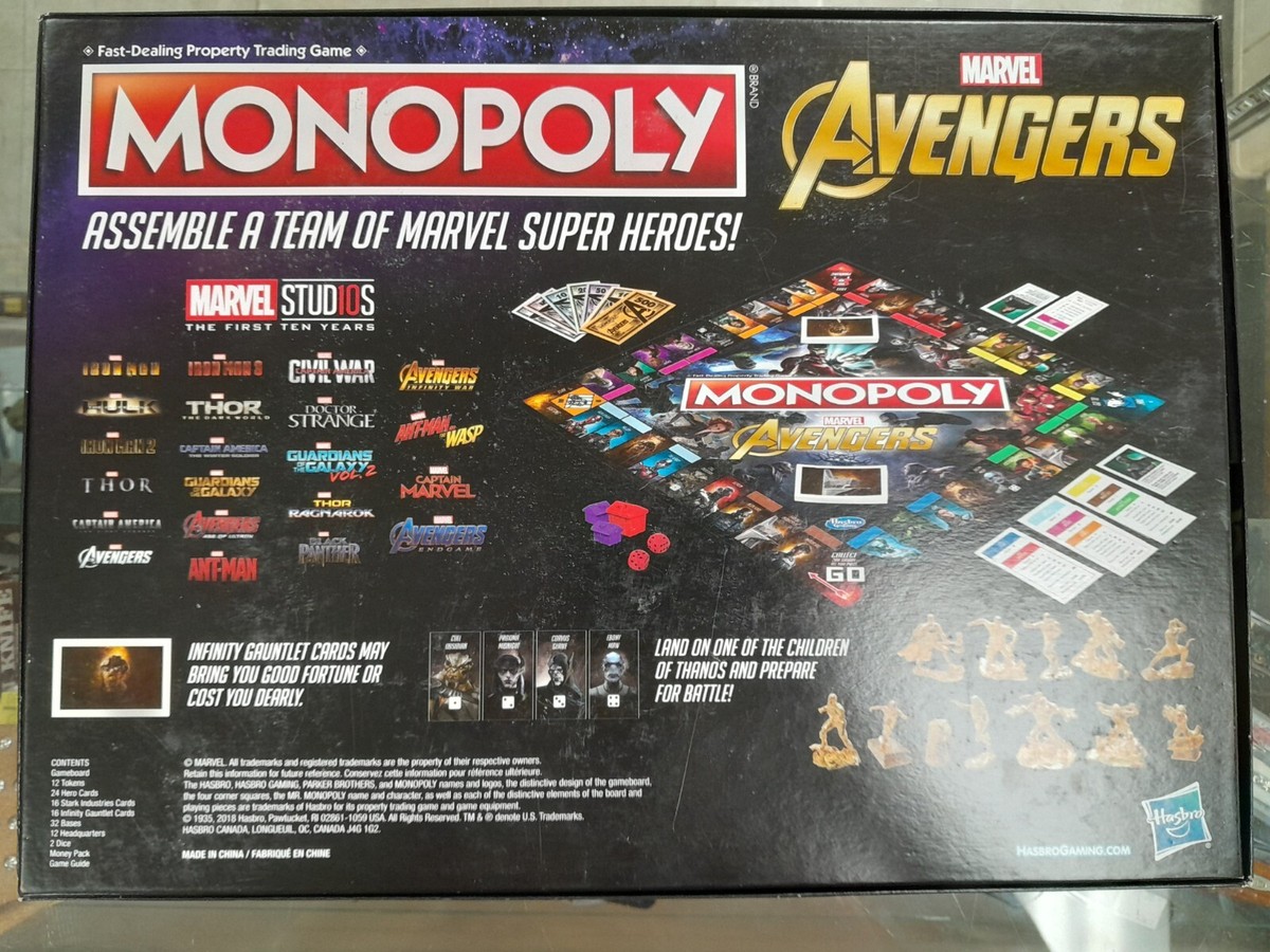 Monopoly Marvel Avengers Edition Hasbro Board Game (Open Box) | eBay