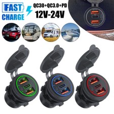 12V USB C Charger Port Fast Car Charger PD QC Outlet Socket for Boat RV Marine