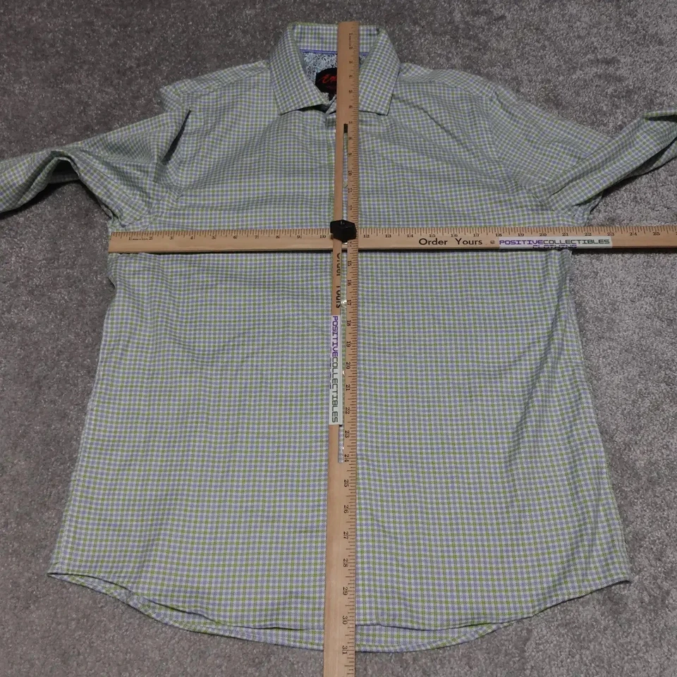 Vestido Egara Slim Camisa Elástica Masculina Grande Multicolorida Xadrez Botão Para Cima Sem Ferro - Imagem 4 de 4