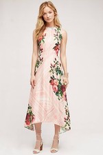 NWT anthropologie Butterfly Garden Midi Dress Pink Floral- Pankaj & Nidhi-sz 6