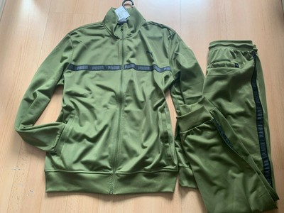 olive green puma jogging suit