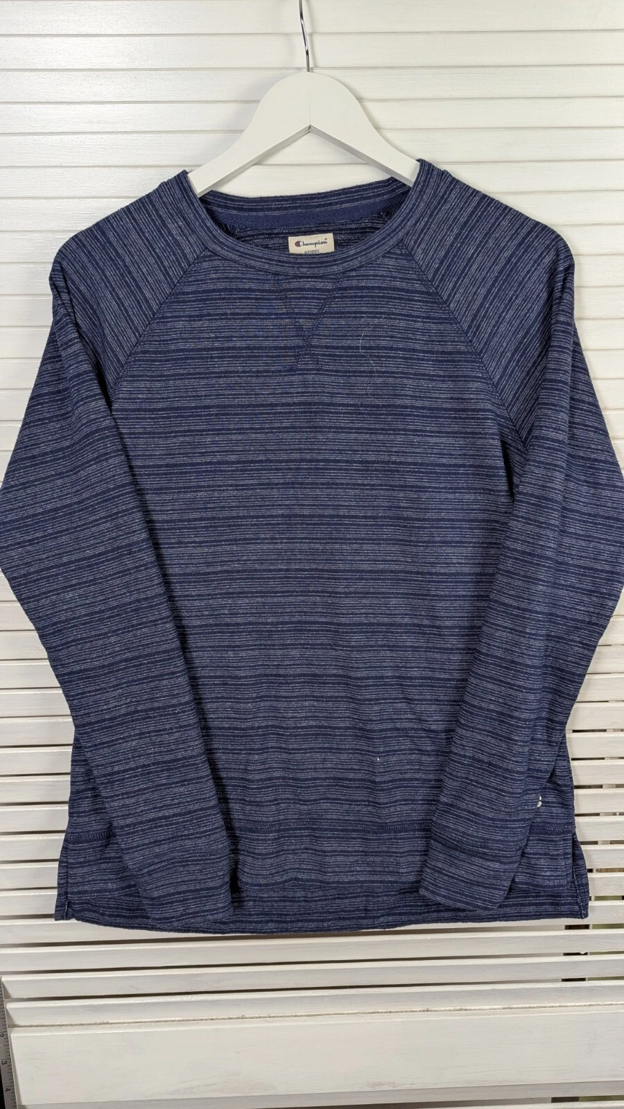 Womens Champion Striped Base Layer Top size Small Long Sleeve Blue