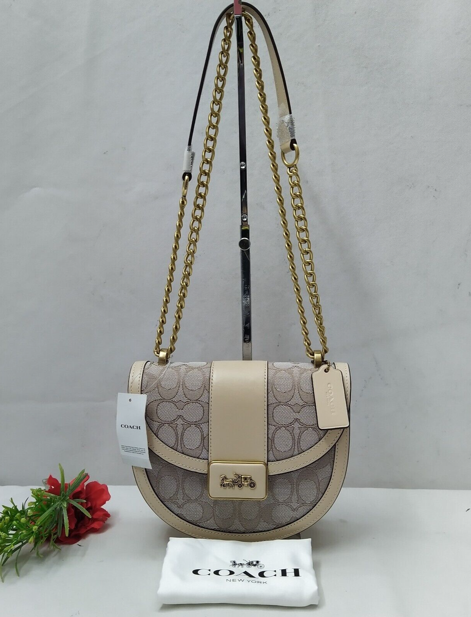 Coach Alie Signature Jacquard Ivory Chain Strap Crossbody Bag - Main Image