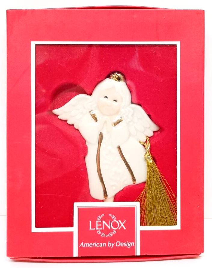 Vintage Lenox Angel Christmas Ornament with Gold Tassel Accents