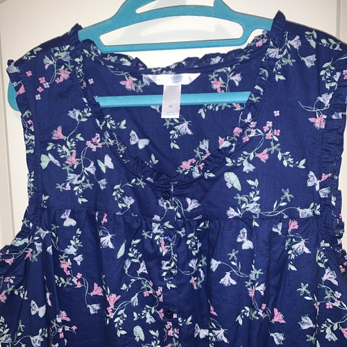 Adonna Sleepwear Nightgown Size XL Blue W/ Butterflies & Flowers New Gown - Picture 2 of 8