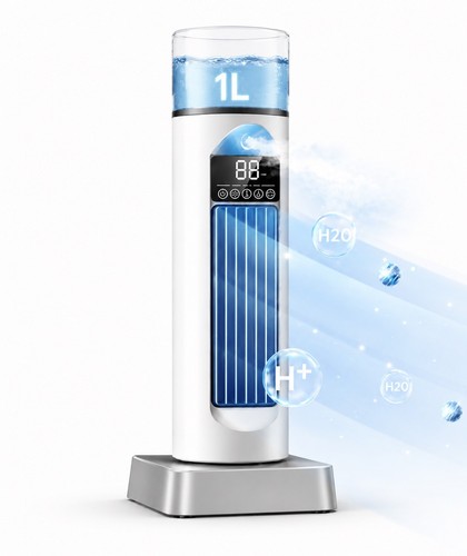 Bladeless Tower Fan Air Conditioning, Cold Fan with Remote Control, 90° White