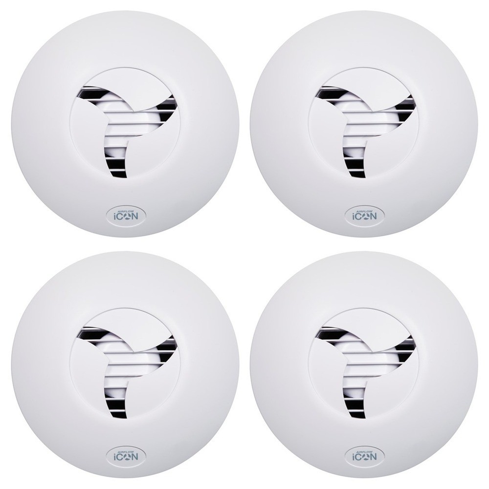 4 x Airflow 72683501 iCON15 Eco Circular Auto Iris Extractor Fans (240V Mains)