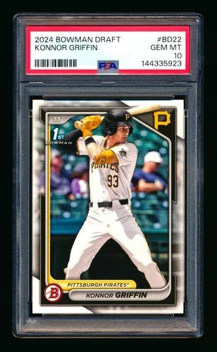 2025 BOWMAN DRAFT KONNOR GRIFFIN RC PIRATES 1ST ROOKIE PROSPECT PSA 10 GEM! HOT!