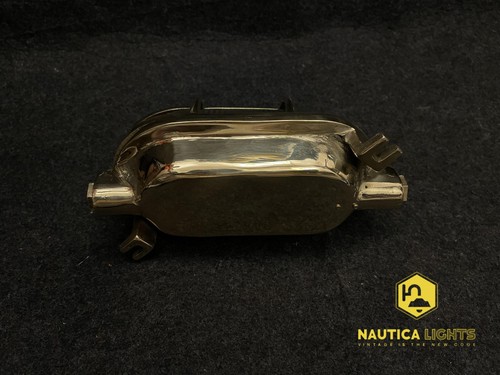 Vintage Brass Bulkhead Wall Light Fixture Nautical Oval Cage Lamp Indoor - Picture 5 of 6
