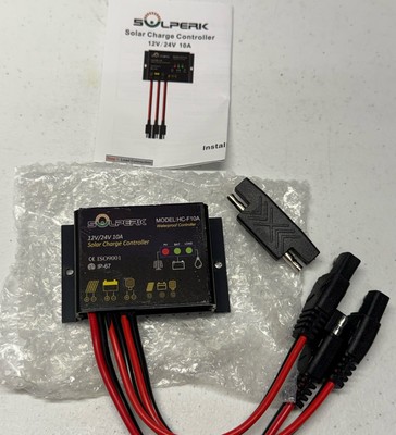 10A Solar Charge Controller Waterproof Solar Panel Controller 12V/24V PWM Sol...