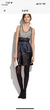 NWT Madewell Broadway & Broome Dress Women Silver Sz 00 Black Sequin Sleeveless