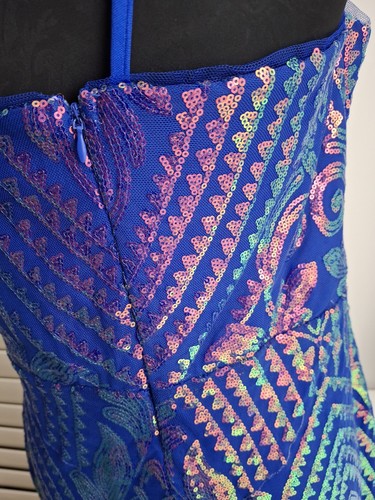 LADIES BOOHOO SIZE 16 STUNNING SEQUINNED STRETCH GLAMOUROUS EVENING DRESS VGC! - Picture 16 of 20
