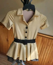 Revolution Dancewear Gold Black One Piece Outfit Girls Size Small
