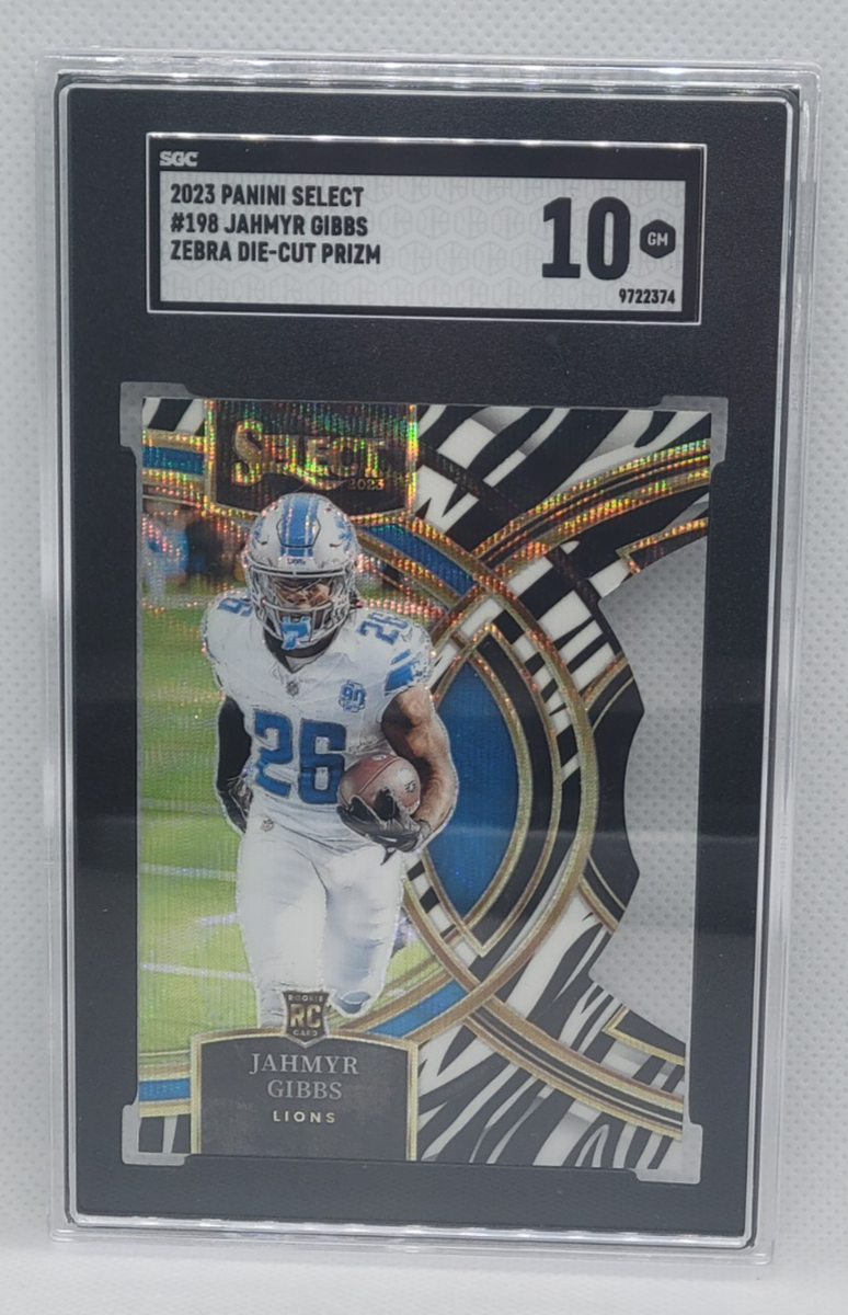 2023 Panini Select - Premier Level Jahmyr Gibbs #198 Zebra Prizm