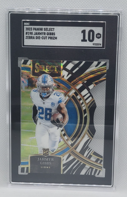 2023 Select Jahmyr Gibbs RC Zebra Die-Cut Prizm SGC 10 Lions | eBay