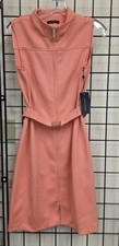 Tommy Hilfiger Lycra Zip Up & Down Retro Style Coral Mini Dress Size 6 NWT