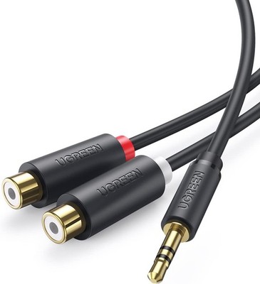 UGREEN Cinch auf Klinke Adapter, 3.5mm Klinke, Stecker auf 2 Cinch Buchse, 20cm