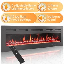60"Indoor Electric Fireplace,Wall Mounted Recessed Freestanding w/Remote Control