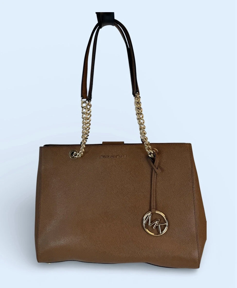 Michael Kors Brown Leather Large EW Tote Susannah NWT Msrp $298