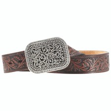 Ariat Tooled Ornate Silver Buckle - Accessories Belt Ladies - A10006957
