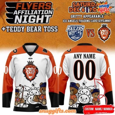 Custom Reading Royals x Philadelphia Flyers Night Teddy Bear Toss Hockey Shirt
