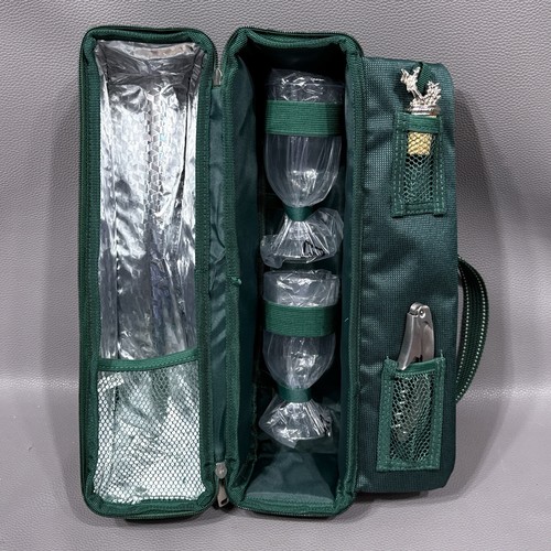 Insulated Canvas Wine Tote Picnic Single Bottle Plastic Glasses Opener Stopper