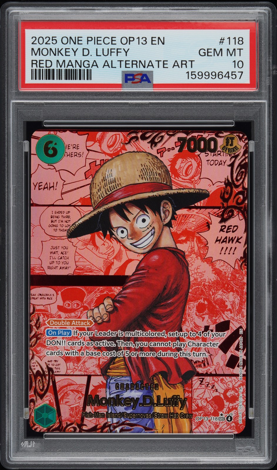 2025 ONE PIECE OP13-CARRYING ON HIS WILL #118 MONKEY D. LUFFY PSA 10