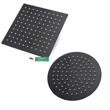 NEW 8/12/16" Rain Shower Head Black Stainless Steel Ultra Thin Rainfall Overhead