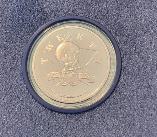 1992 Tweety Limited Proof 50th Anniversary .999 Silver Round In Box COA #0002