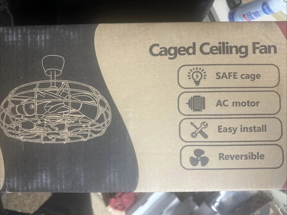 20" Farmhouse Ceiling Fan Light Flush Mount Caged Lights kit With Remote Control - Image 3 of 4