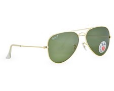 Ray-Ban Sunglasses RB3025 Aviator Classic Gold Frame Polarized Green Lenses 58mm