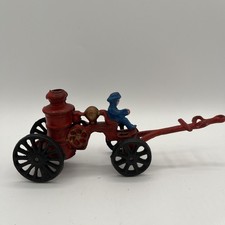Cast Iron Firefighter Fire Pumper Wagon Fire Truck Toy Vintage MISSING HORSES
