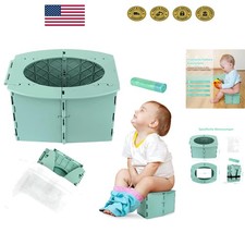 Portable Travel Potty Seat for Toddlers - Collapsible  Hygienic Green Design