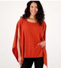 Attitudes by Renee Waffle Knit Capelet , Burnt sienna , XL/1X A519293