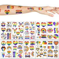 10 Sheet Pride Rainbow Tattoo Sticker Temporary Tattoo Gay Pride Parade Body ...