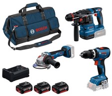 Kit 3 Utensili Bosch a Batteria Trapano Avvitatore GSB 18V-65 Tassellatore GBH 1