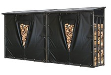 QUICK STAR 2 St&uuml;ck Metall Kaminholzregal XXL 185 x 70 x 185 cm mit Wetterschutz