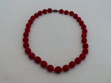 Old Chinese Carved Cinnabar Large 24" Necklace CK-17