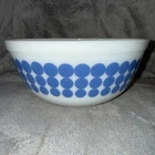 VINTAGE PYREX 403 BLUE POLKA DOT MILK GLASS NESTING MIXING BOWL 2.5 QT