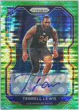 Terrell Lewis 2020 Panini Prizm Neon Green Pulsar RC Rookie Auto #378 Rams PSA 8