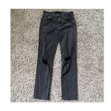 Joe's Jeans The Lara Mid Rise Slim Cigarette Ankle Charcoal Distressed Denim 25