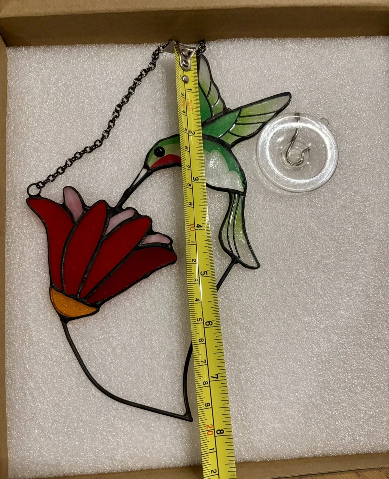 Ручной работы витраж колибри и цветок Suncatcher - Изображение 3 из 4