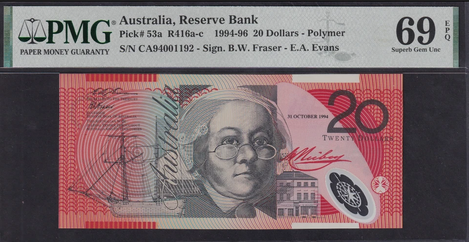 Australia 20 Dollars 1994-96 Polymer COMM. P 53a UNC PMG 69 EPQ TOP POP - Image 2 of 4